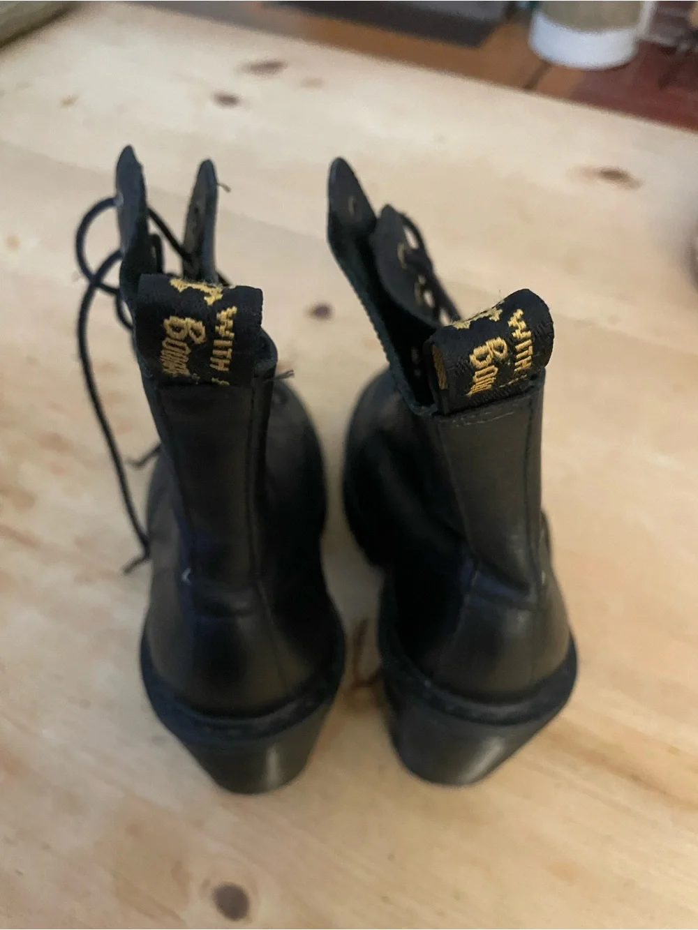Dr. Martens Black Leather Lace-Up Heeled Boots - Picture 3 of 4